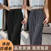 Pantalones Anchos de Seda Helada con Raya Plisada para Mujer 2026 Verano Nuevos de Cintura Alta Sueltos Adelgazantes con Caída Finos Versátiles Casuales Largos