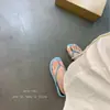 Chanclas Azules con Cuña para Mujer, Nuevo Estilo Primavera y Verano 2025, Elegantes Sandalias de Playa Estilo Francés para Vacaciones
