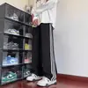 Pantalones juveniles geniales de tres rayas para hombre, pantalones deportivos casuales de pierna recta con caída, estilo americano para otoño