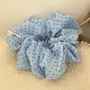 Goma para el pelo de tela con lunares flockados estilo coreano, simple, retro, para coleta, accesorio de celebridad de internet, flor para el pelo versátil