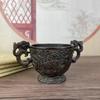 Antiguo Antiguo Bronce Colección Cobre Binaural Fénix Copa de Vino Adornos Manualidades para el Hogar Copa de Vino Decoraciones de Objetos Viejos