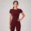 Estilo Europeu e Americano Cor Sólida Sensação Nua Secagem Rápida Manga Curta de Yoga Alta Elasticidade Fitness Manga Curta Corrida Esportes Yoga Roupa Conjunto de Duas Peças