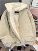 Casaco de Algodão Espesso com Forro de Lã de Pelo de Águia da Montanha para Homens e Mulheres, Jaqueta de Algodão com Lã de Cordeiro para Inverno, Casaco de Algodão Curto com Capuz Estilo Americano Tendência