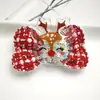 Pinza para el pelo con lazo de terciopelo rojo navideño, set de tocado con campana y borla de dibujos animados lindos de Papá Noel para niños