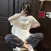 Lindo Conjunto de Pijama Verano Estudiante Nuevo Estilo Dos Dimensionales Manga Corta Pantalones Cortos de Niña Lindos Holgados Cavidad Nasal Pantalones de Casa Se Pueden Usar Afuera