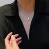 Collar de Luna con Textura Diseño Simple Sentido del Diseño de Nicho Viento Frío Cadena para Clavícula con Textura para Mujer Nueva Moda 2022