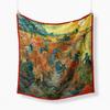 Cuatro Estaciones Combinación con Todo Decorativo Pintura al Óleo de Van Gogh Viñedo Rojo Pañuelo Cuadrado Pequeño de Sarga para Mujer Pañuelo Pequeño Pañuelo de Seda Pañuelo de Lunares