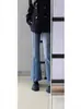 Pantalones de Campana para Mujer, Forrados de Polar para Invierno, Engrosados, Pierna Recta Ajustada, Marca de Tendencia, Pantalones Largos con Estilo Retro High Street Americano