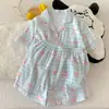 Pijama infantil para niñas, nuevo modelo verano 2026, algodón nube, dulce y fino, manga corta y shorts, ropa de casa para niños mayores