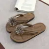 Chanclas florales con pedrería para mujer, adecuadas para usar en casa y al aire libre, con suelas gruesas de EVA ultrasuaves, a la moda, ligeras, versátiles y cómodas