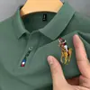 Camisa de Manga Corta con Cuello para Hombre 2024 Verano Lujo Ligero Camisa para Hombre Casual de Negocios Camiseta de Media Manga Moderna