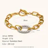 Collar con Cadena de Cable Dorado Entrelazado Transfronterizo Europeo y Americano Anillo Ovalado Acero Inoxidable Chapado en Oro de 18K Hebilla OT Pulsera y Pendientes Personalizados para Mujer