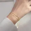Pulsera Simple de Plata s925 Pequeña Fresca Japonesa de Doble Capa Elegante Artística Coreana Dulce S4253