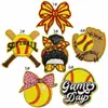 Patche de Bordado de Desenho Animado Amarelo de Basebol para Passar Ferro Patche Bordado com Borda Dourada para Acessórios de Roupa Série Esportiva
