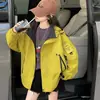 Chaqueta de Trabajo con Capucha para Niñas Estilo Nuevo Primavera y Otoño Morado Amarillo Chaqueta Holgada Niños Medianos y Grandes Casual Cálida Chaqueta Otoño
