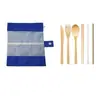 Conjunto de Faca, Garfo e Colher de Bambu Transfronteiriço da Amazon, Bolsa de Armazenamento de Talheres de Bambu para Viagem, Bolsa de Talheres, Presente