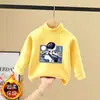 Roupa Térmica Infantil Masculina Outono/Inverno Plush Dupla Face Aquecimento Próprio Tendência Gola Meia Alta Casual Top Interno