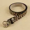 Cinturón Nuevo Transfronterizo Europeo y Americano para Mujer Hebilla de Amor Aleación Vestido Estampado de Leopardo Cinturón Cinturón Mujer Punto al por Mayor