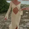 Europeo y Americano Transfronterizo 2024 Verano Nuevo Vestido de Encaje Plisado Sexy con Perspectiva de Cuello en V y Aberturas