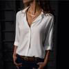 Camisa de Chifón de Manga Larga con Botones y Escote en V Profundo para Mujer de Ebay Amazon