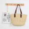 Bolso de hombro de paja grande, simple y elegante, bolso de playa informal, bolso de playa de paja versátil hecho a mano