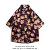 Camisa Floral Masculina para Casal Manga Três Quartos Fina Camisa Floral Manga Curta Havaiana Praia Tropical Estampa Vibrante