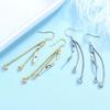 Pendientes de circonita de ola directos de fábrica Runxin para mujer, moda estilo coreano, todo a juego, joyería pequeña, pendientes largos de borla giratoria