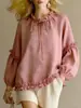 Ropa de Mujer Transfronteriza Europea y Americana Verano 2026 Nuevo Amazon Mujer Casual Cuello Redondo Manga Larga Fruncido Holgado Top