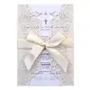 Fábrica en stock tarjeta de invitación hueca para boda invitación con lazo tarjeta de felicitación de boda europea venta al por mayor Shenzhen