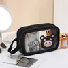 Bolsa de Armazenamento Semi-Transparente Fosca de PVC+PU, Fofa e Multifuncional, Essencial de Viagem de Grande Capacidade