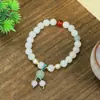 Pulseira Original de Jade Tianshan com Contas Feitas à Mão de Garra de Gato Queimada em Carvão, Pulseira de Contas Redondas, Pulseira de Pedra de Jade Tipo Gelo DIY