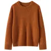 Nuevo Suéter de Punto Grueso de Seda de Morera y Cachemira para Otoño e Invierno 2025, de Cuello Redondo, Manga Larga, Hilo Floral, Suave y Sedoso, Camiseta de Base