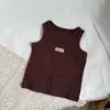 Gl-Kids Versão Coreana Verão Novo Colete Simples de Alça com Etiqueta para Meninos e Meninas, Cor Sólida com Costura, Camiseta Lavada