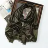 Primavera y Verano Nuevo Bufanda Larga de Color Sólido Rayón Seda Dorada Seda Plateada Bufanda de Seda Brillante Chal Turbante Largo Monocromático para Mujer Venta al por Mayor