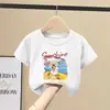 Camiseta de Niña Verano 2026 Nuevo Estilo Infantil Elegante Algodón Puro Manga Corta Verano Niña Cuello Redondo Casual Manga Media Top