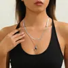 Collar con Colgante de Corazón de Cristal de Doble Capa para Mujer, Cadena de Suéter Versátil de Lujo Ligero de Gama Alta, Accesorio de Moda Estilo Maillard