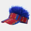 Gorra de Béisbol de Cabello Falso Realista Transfronteriza Europea y Americana con Diseño de Bandera Estadounidense y Estrellas, Gorra Personalizada para Fanáticos del Mundial
