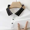 Nueva Camiseta de Manga Corta de Verano para Hombres Jóvenes y de Mediana Edad, Casual y a la Moda, Color Sólido, Cuello de Solapa, Delgada, Transpirable y Fresca