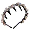 Diadema de Cristal para Mujer Estilo Nuevo, Exquisita Diadema Coreana con Dientes de Agarre, de Gama Alta y Elegante con Pedrería, Diadema Versátil