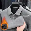 Nuevo Suéter de Invierno y Otoño para Hombre, Engrosado, Holgado, de Terciopelo de Zorro de Nieve, para Hombres de Mediana Edad y Mayores, Cuello Solapa, Falso Dos Piezas, Forro Polar