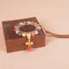 Pulsera Mágica Mortero Mismo Estilo que Cai Wenjing Yonghe para Hombres y Mujeres Regalo de Cumpleaños Pulsera de Vidrio Gris Fragante con Lámina de Oro