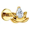 Brinco Stud de Titânio F136 Flor de Lótus Inlaid com Cristais Marquise, Brincos Stud de Liga de Titânio G23 com Rosca Interna, Joias para Piercing