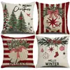 Fronha de almofada de Natal xadrez estilo americano, capa de almofada quadrada xadrez de flanela curta com floco de neve, capa de almofada para quarto