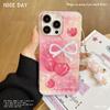 Estilo Fresco y Sencillo Adecuado para Funda de Teléfono con Lazo para Apple 16Pm con un Toque de Alta Gama, Funda Protectora de Encaje de Cerezo para iPhone 15
