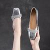 Shanghai Jiejie 2024 Otoño Nuevo Boca Baja Pedrería Francés Plano Unicolor Combinable Capa Superior Piel Vacuna Zapatos de Mujer