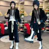 Conjunto Casual de Pana para Deporte para Mujer Otoño Invierno Sudadera con Capucha y Cremallera Parte Superior Pantalones de Pierna Ancha con Cordón Conjunto de Dos Piezas