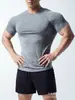 Talla transfronteriza EE. UU./UE En stock Deportivo Iónico Elástico Ajustado Casual Secado Rápido Running Cuello Redondo Manga Corta Top T
