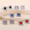 Gemelos Cuadrados con Incrustaciones de Piedras Preciosas Multicolores, Tachuelas para Manga de Camisa de Metal de Aleación Pintado, Best-Sellers Transfronterizos Europeos y Americanos