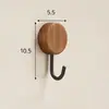 Ganchos de Madera de Nogal con Adhesivo Fuerte para Uso Pesado, Adecuados para Baño, Cocina y Detrás de Puertas, No Requieren Taladro, Ganchos Adhesivos para Ropa y Sombreros