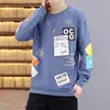 Suéter de cuello redondo para hombre, primavera y otoño, moderno, holgado, estampado, ropa de otoño, juvenil, camiseta de manga larga, top para estudiante, ropa para hombre